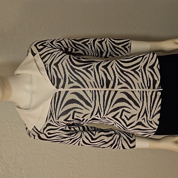 VTG RAVEL Mesh Zebra Print Double Wing Collar Zipper Shacket - Picture 4 of 9